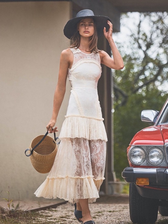 Alexis Dresses & Skirts - Alexis Cream Lace Tiered Maxi Dress